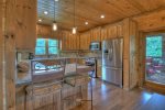 Woodsong - Kitchen with hi-top bar seating 